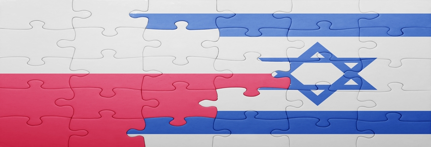 puzzle with the national flag of israel and poland